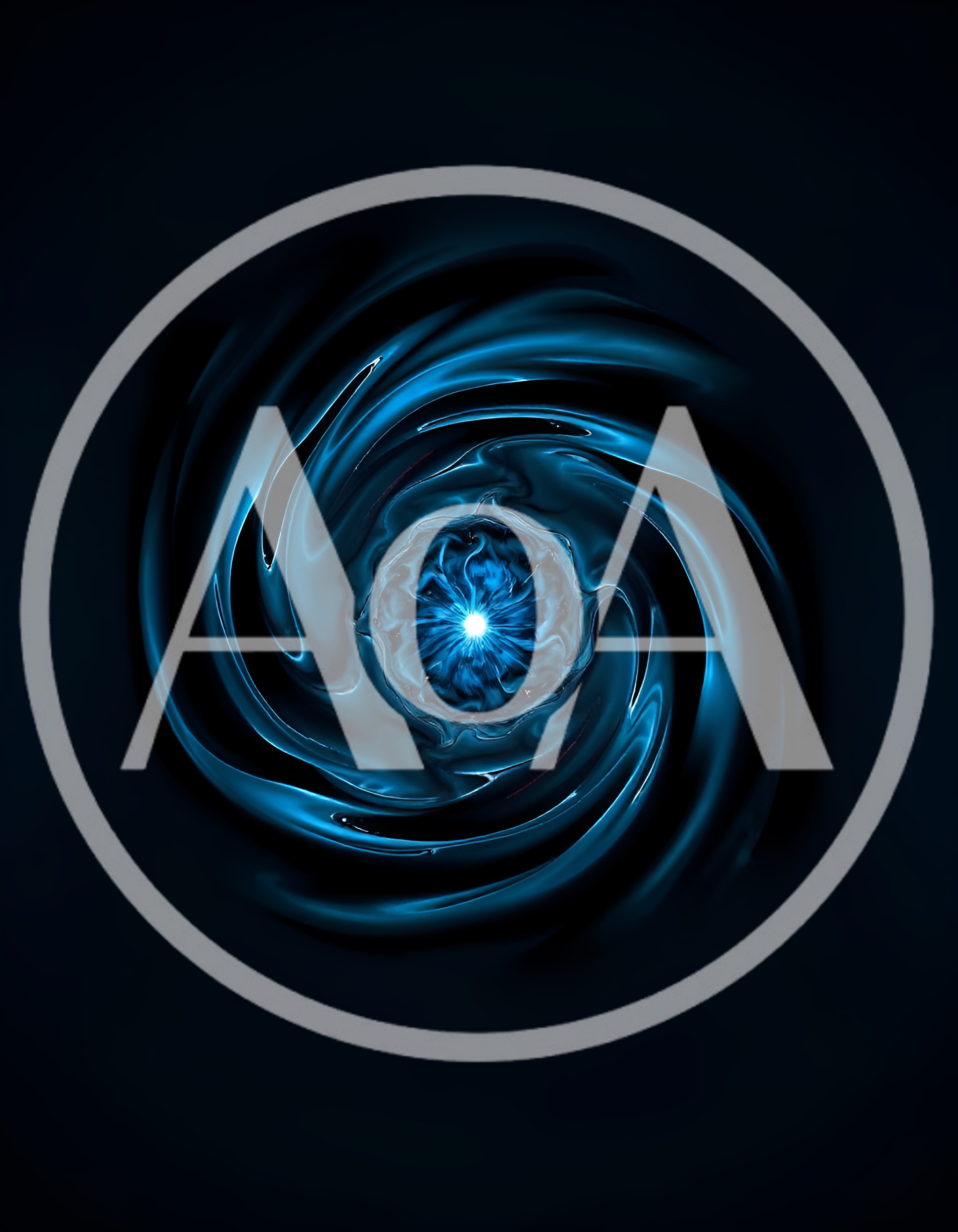 Abstract Blue Swirling Energy Vortex