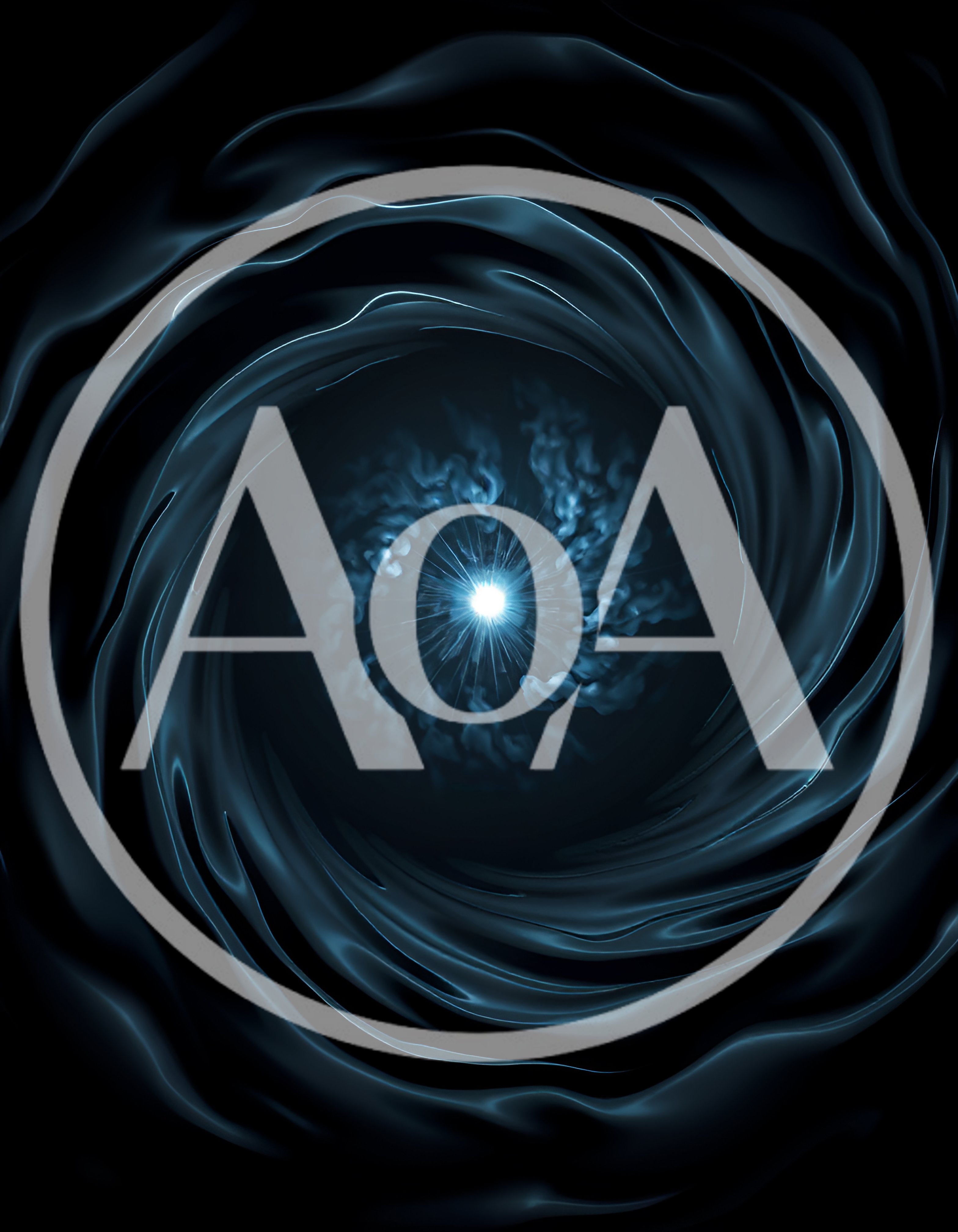 Abstract Blue Swirling Energy Vortex With Central Light