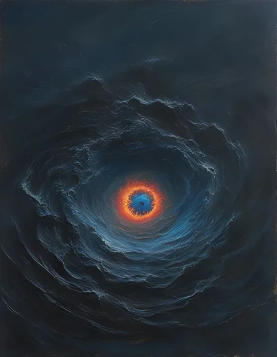 Abstract Oil Painting Of A Swirling Cosmic Vortex