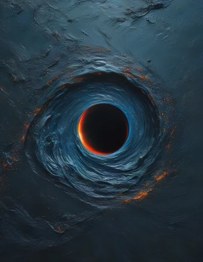 Abstract Dark Vortex With Glowing Orange Accents