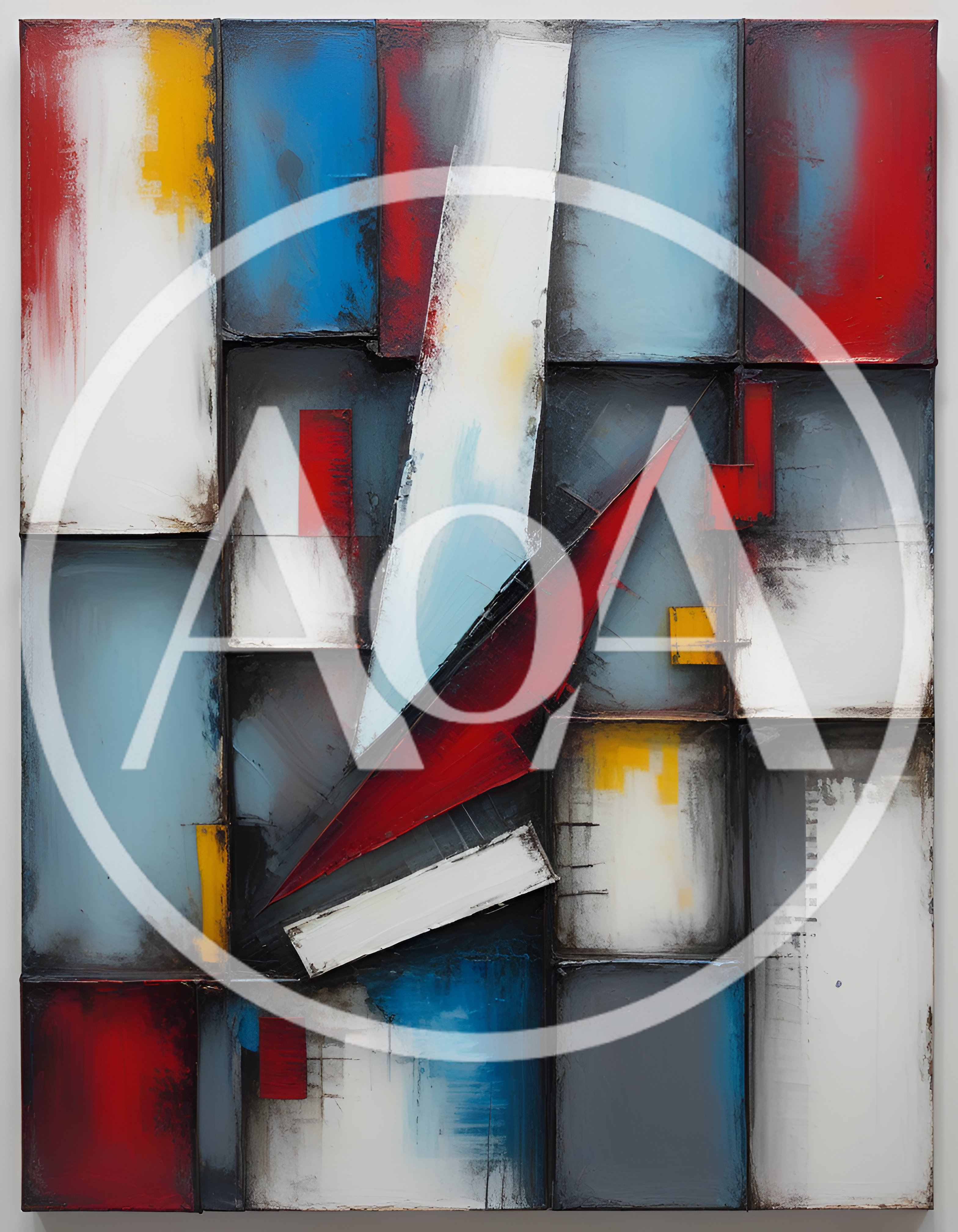 Abstract Geometric Painting With Bold Primary Colors