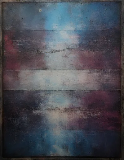 Abstract Oil Painting With Horizontal Textured Color Bands