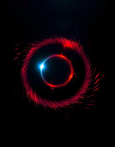 Abstract Glowing Red And Blue Eclipse Vortex