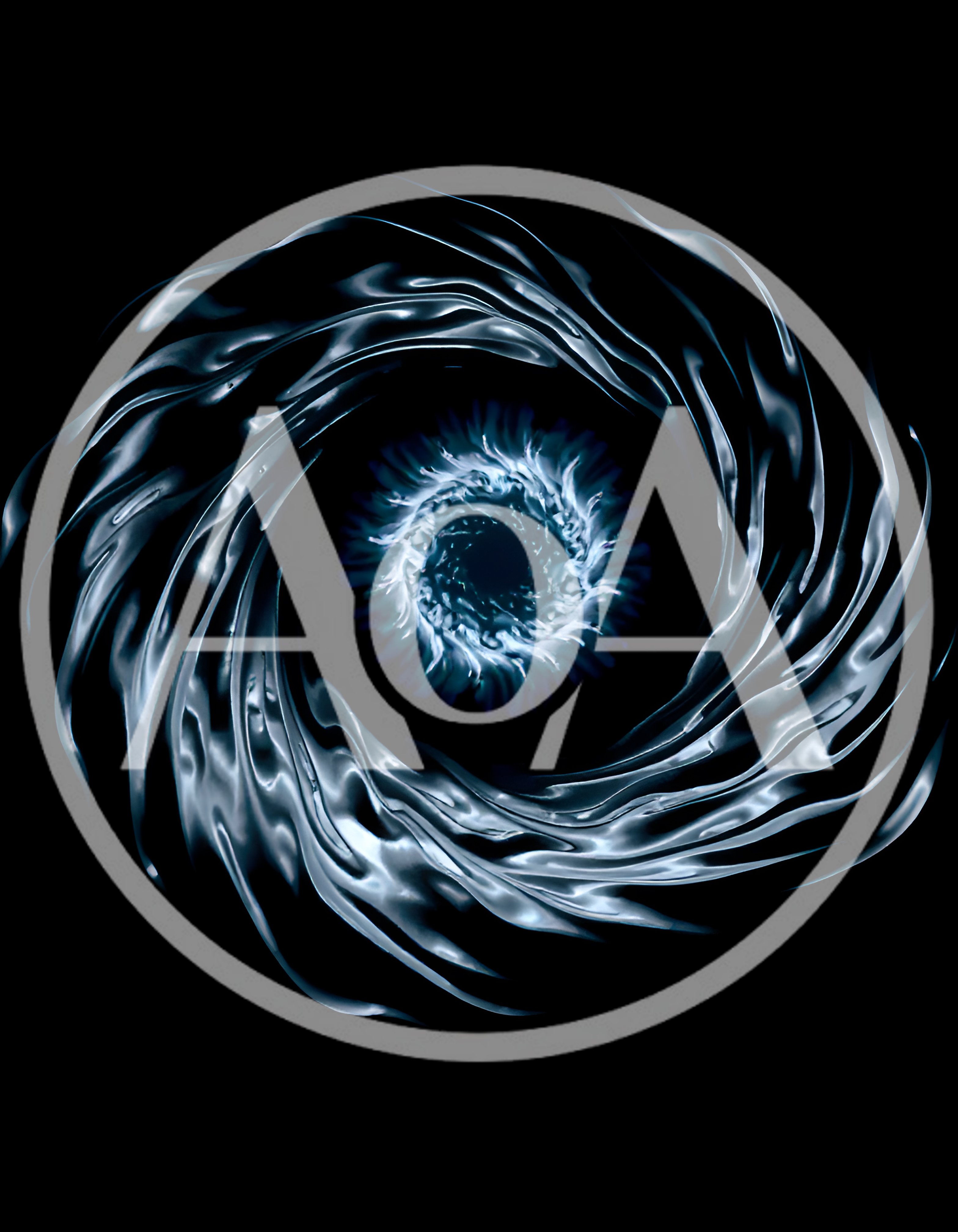 Abstract Liquid Metal Vortex Swirling In Dark Space