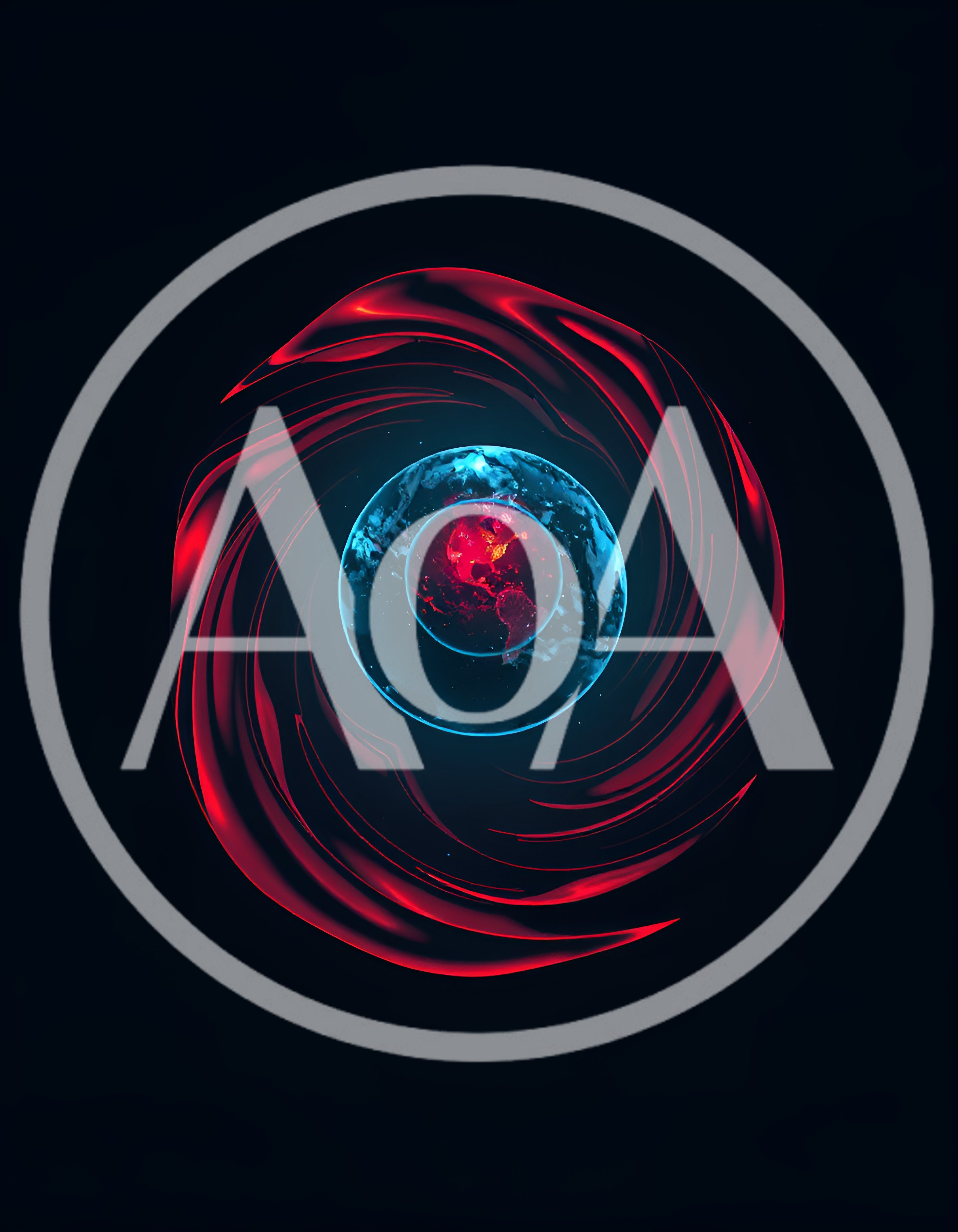 Abstract Earth Globe Surrounded By Red Swirling Energy