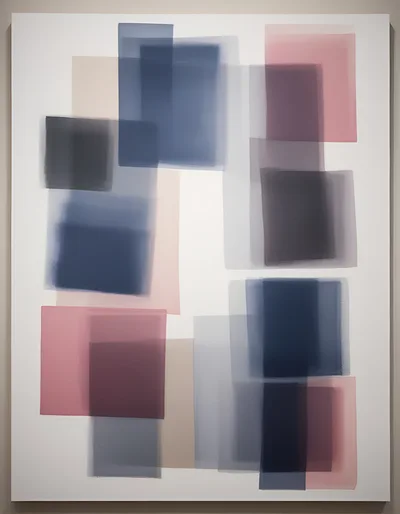 Abstract Painting With Overlapping Translucent Rectangular Shapes