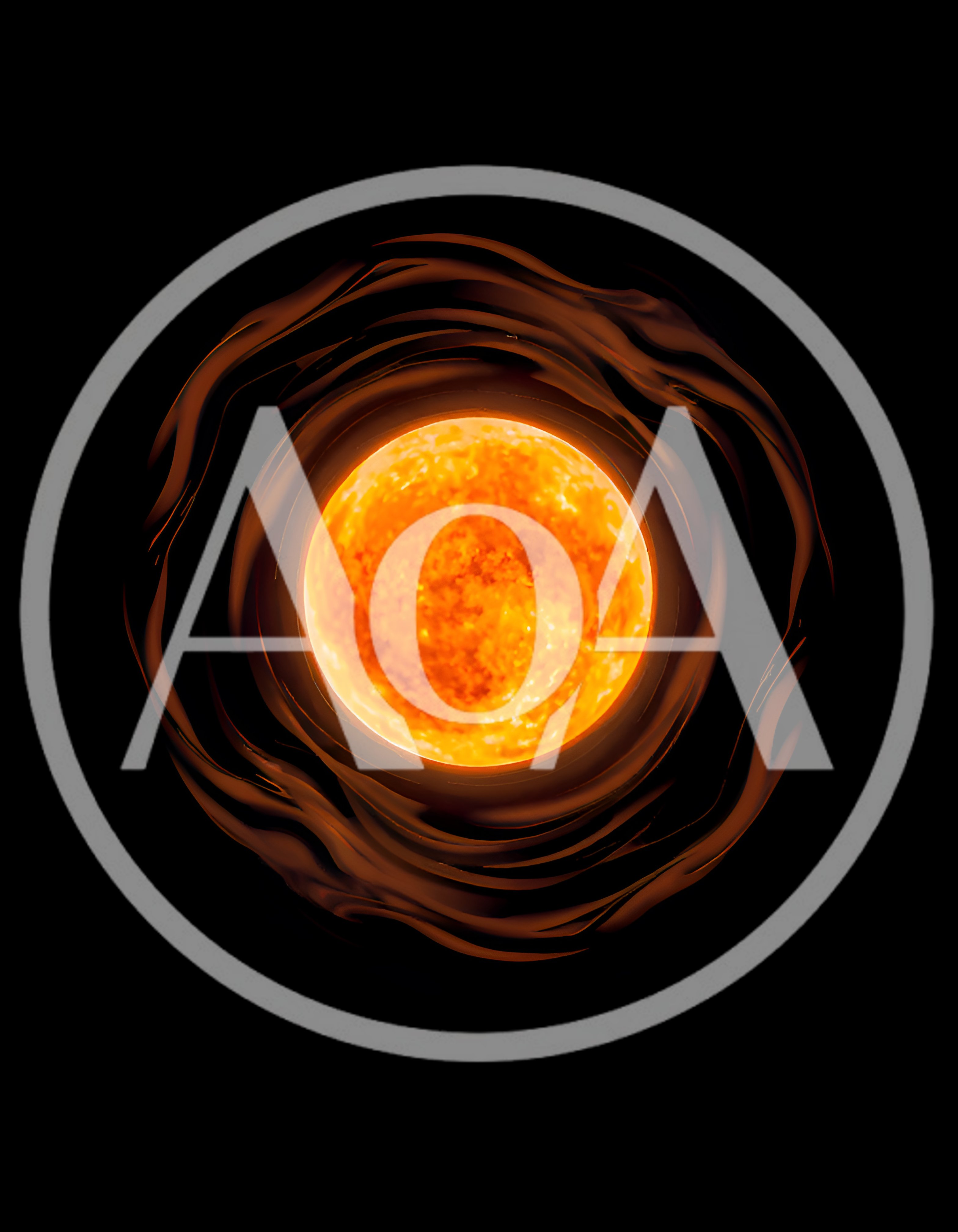 Glowing Abstract Sun Sphere With Swirling Dark Energy Rings