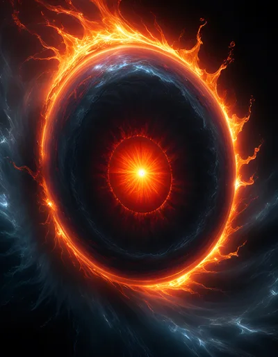 Abstract Cosmic Eye With Glowing Fire And Dark Nebula