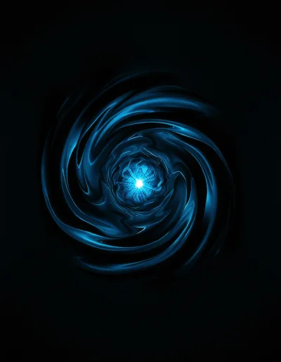 Abstract Blue Swirling Energy Vortex Tunnel