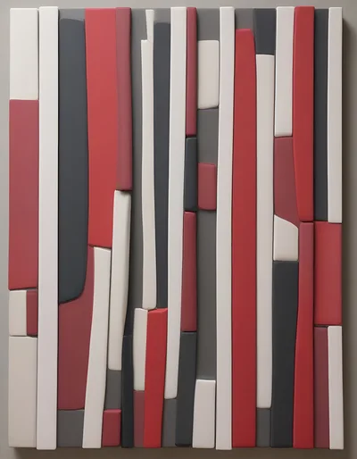 Abstract Wall Art With Vertical Geometric Panels