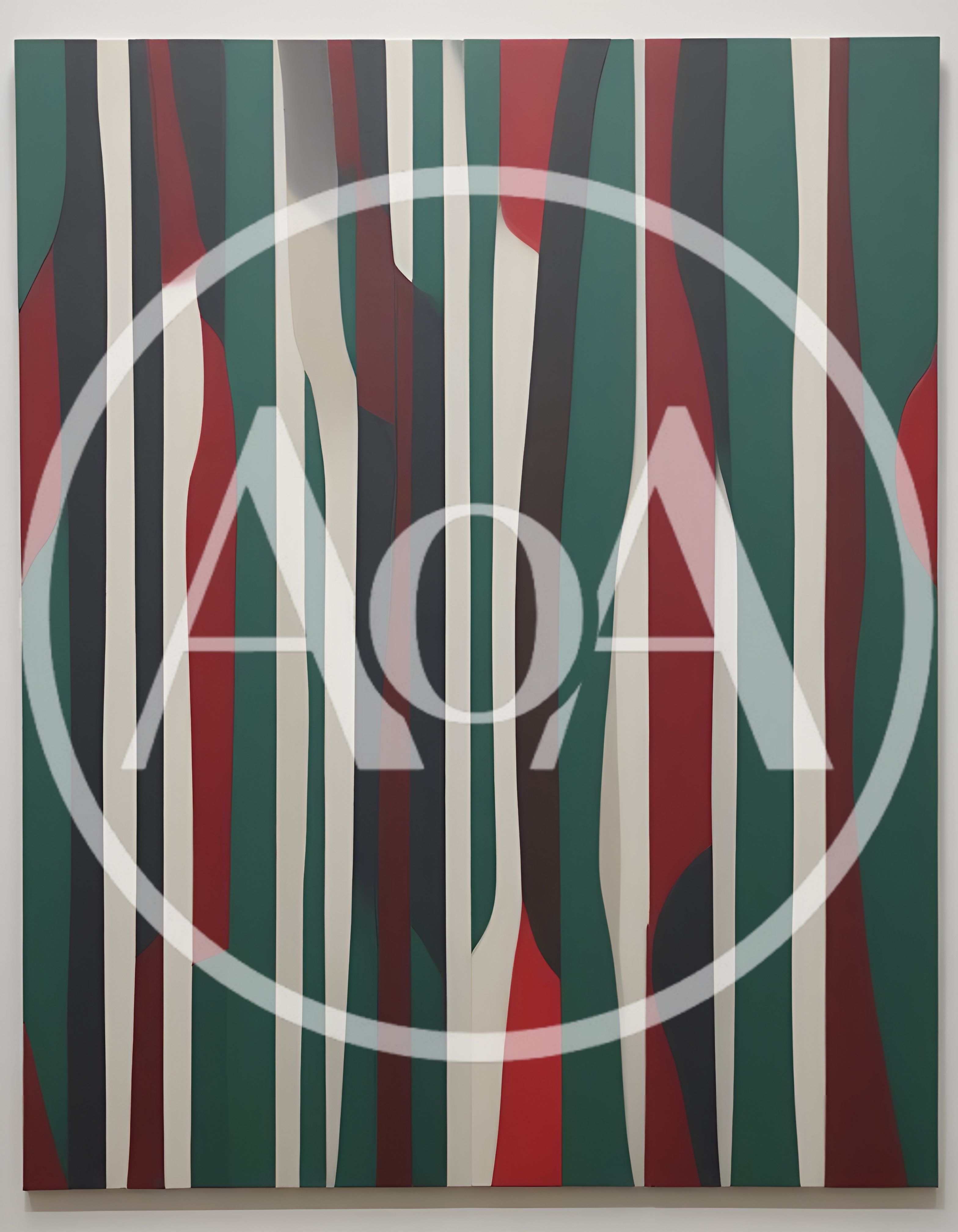 Abstract Painting With Vertical Red Green And White Stripes