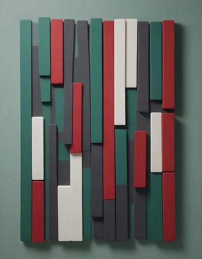 Abstract Wall Art With Vertical Geometric Colored Bars