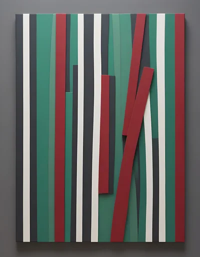 Abstract Wall Art With Vertical Multi Colored Stripes