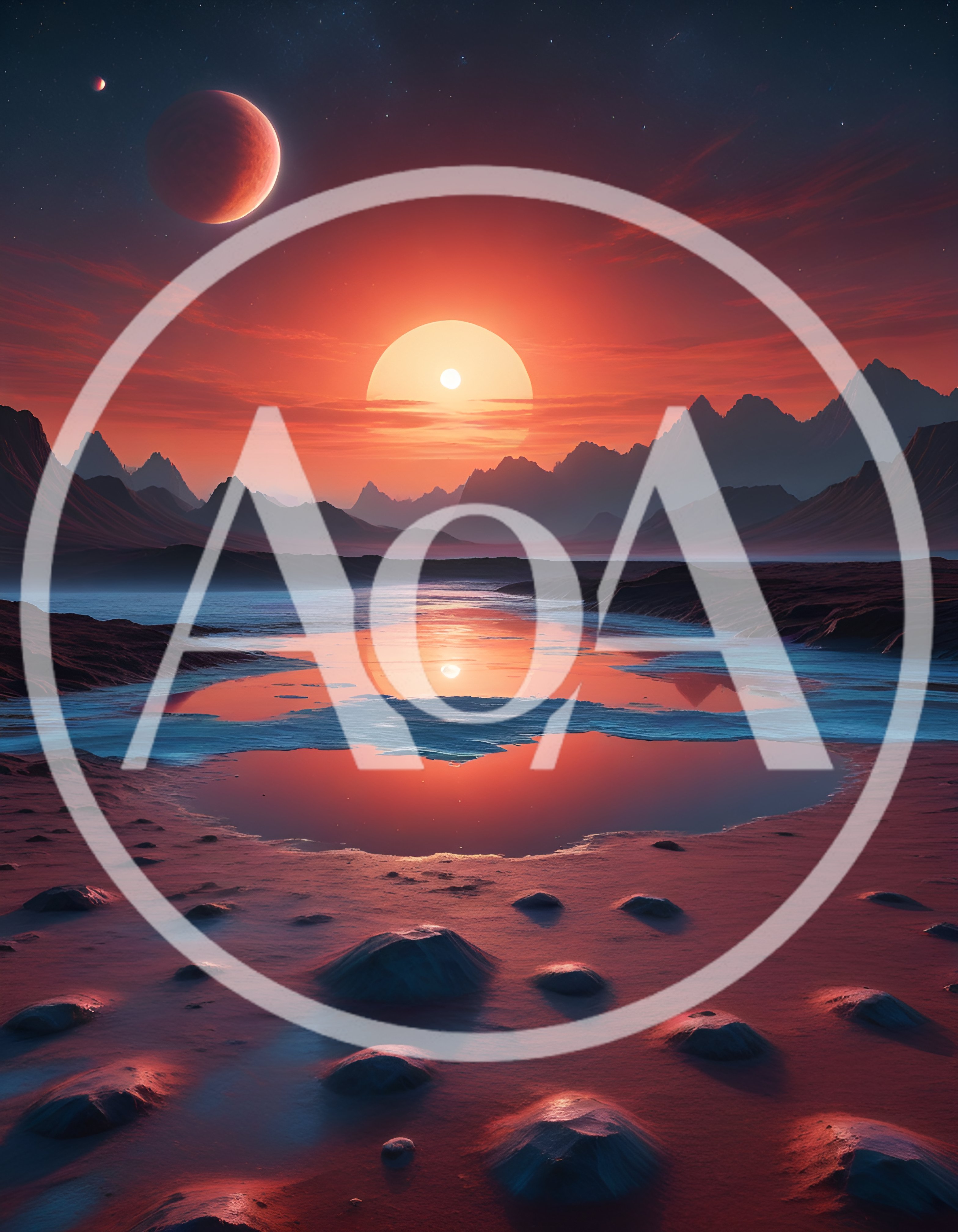 Surreal Alien Landscape With Twin Moons And Sun