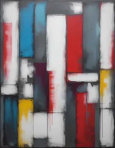 Abstract Geometric Painting With Bold Primary Colors