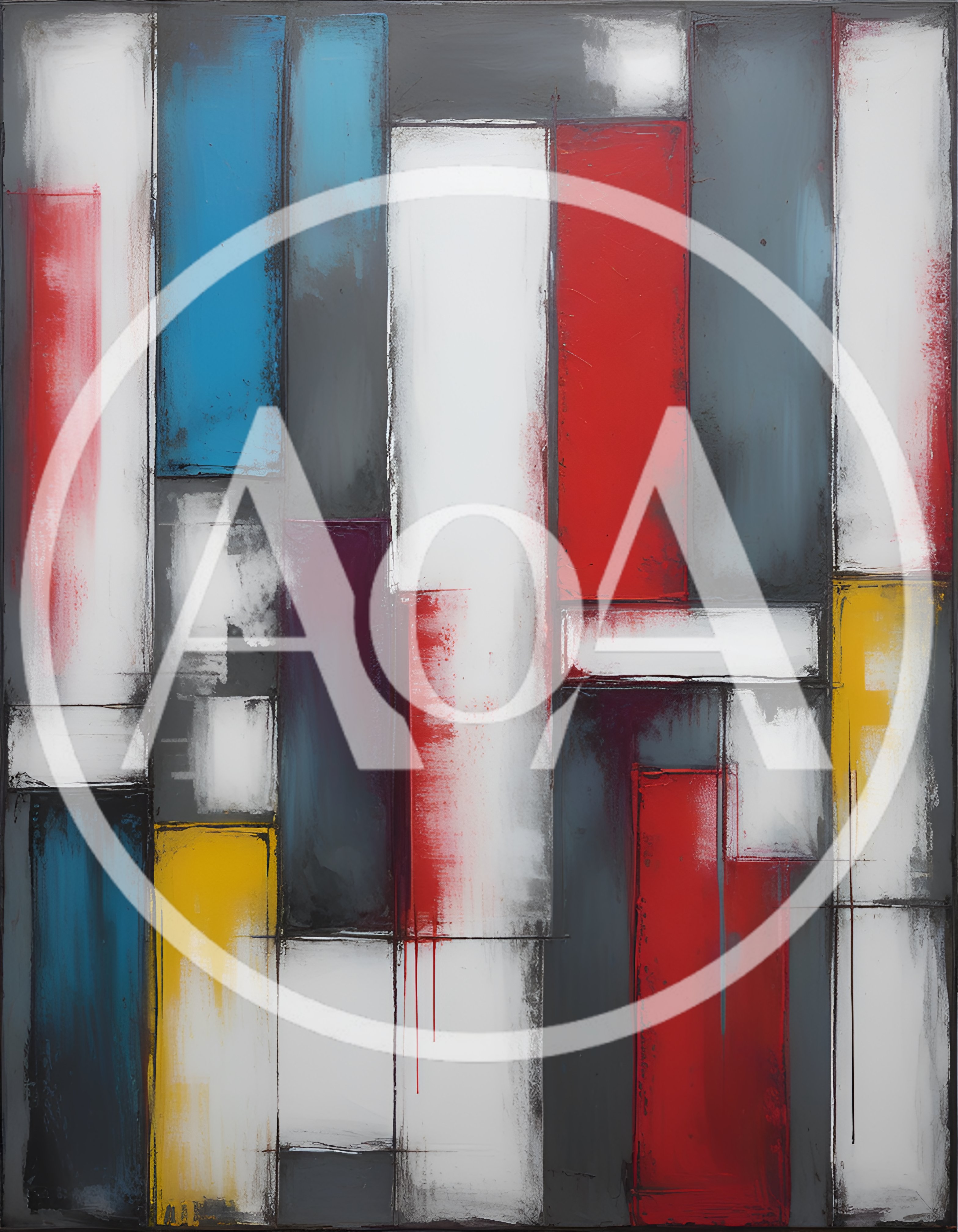 Abstract Geometric Painting With Bold Primary Colors