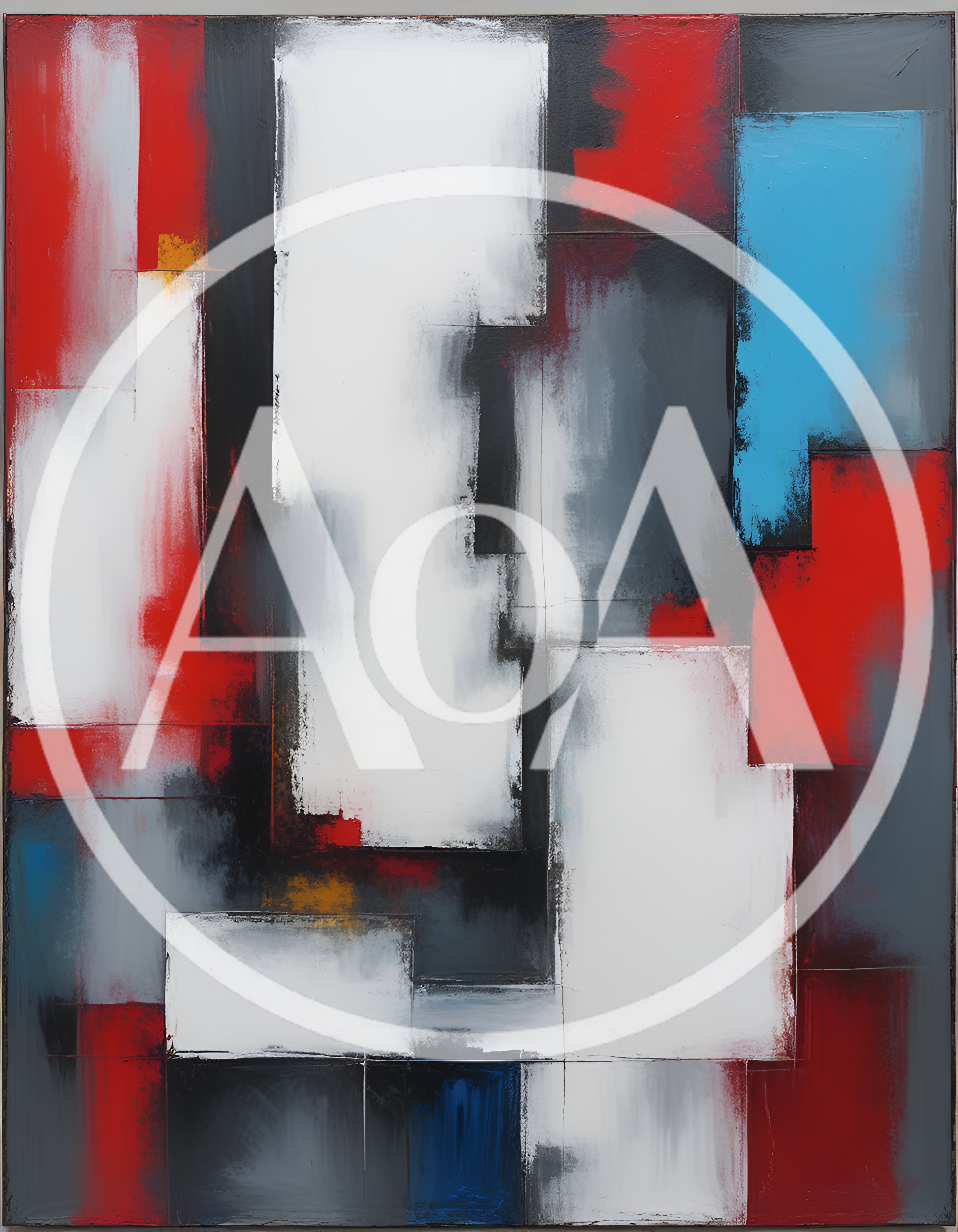Abstract Geometric Painting With Red White And Blue