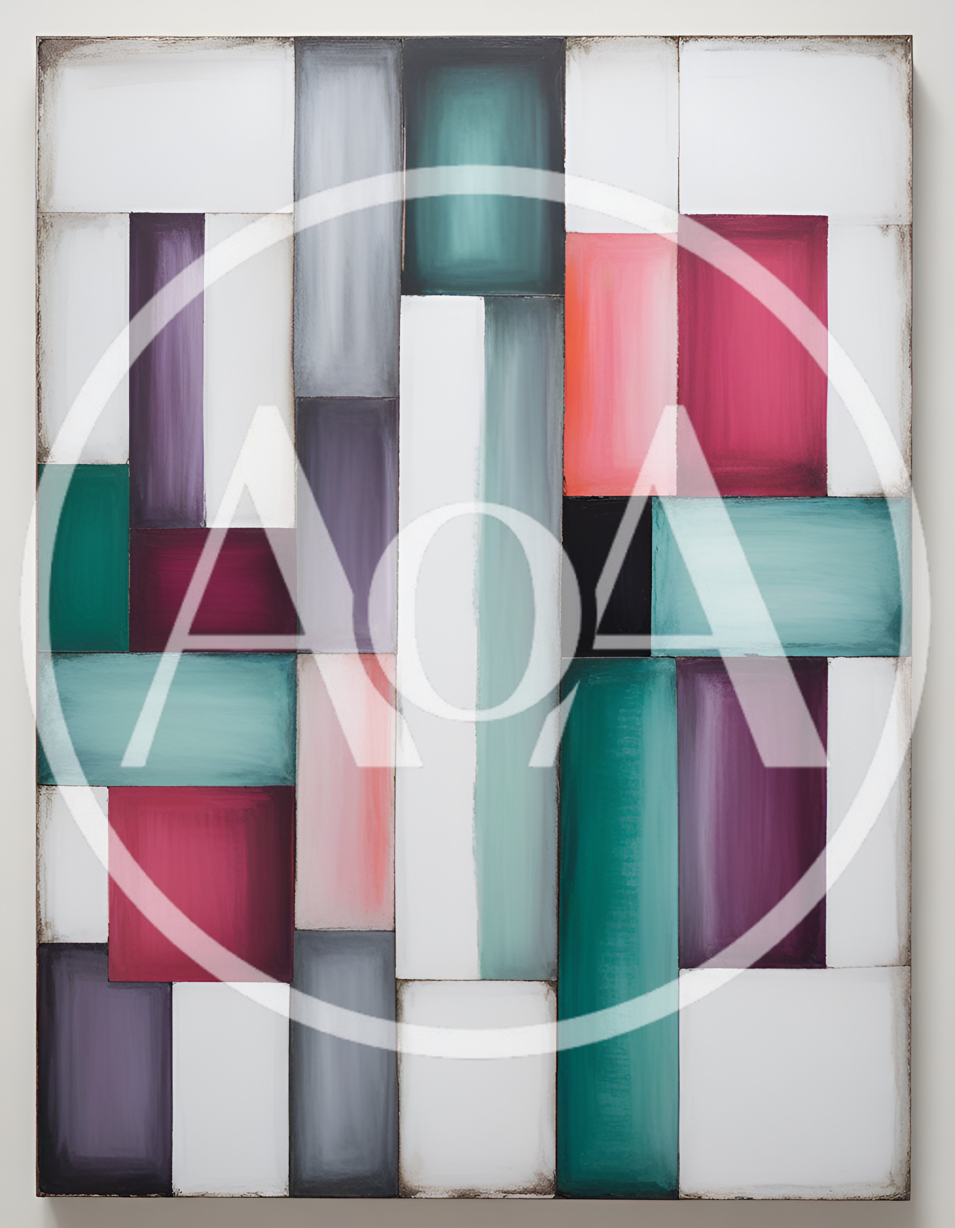 Abstract Geometric Painting With Rectangular Color Blocks