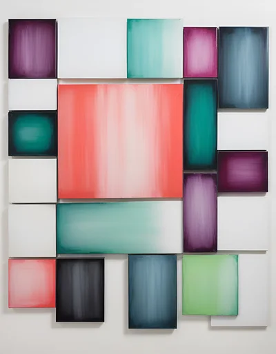 Abstract Geometric Wall Art With Colorful Rectangular Panels