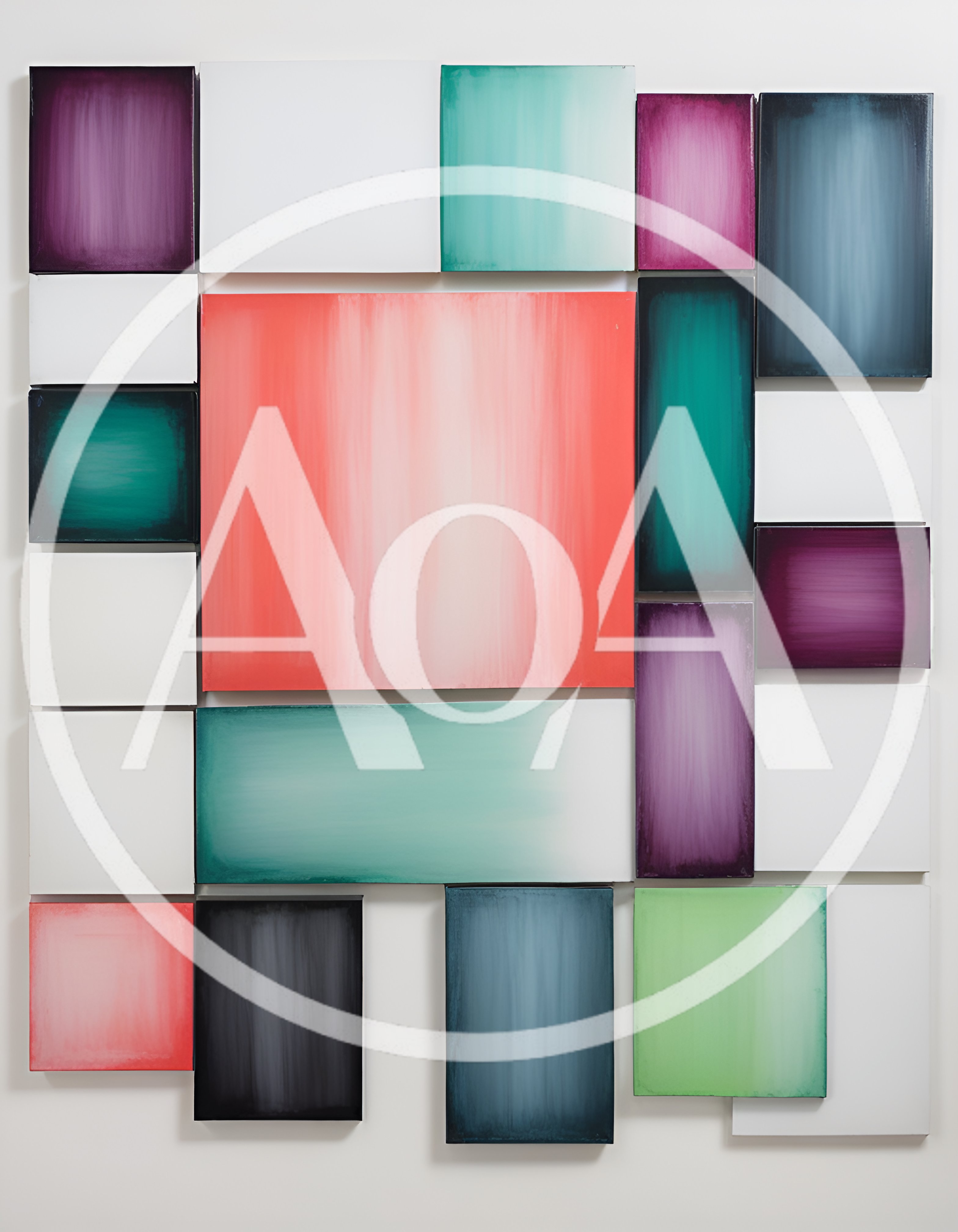 Abstract Geometric Wall Art With Colorful Rectangular Panels