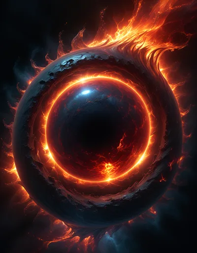 Abstract Cosmic Eye With Glowing Molten Core