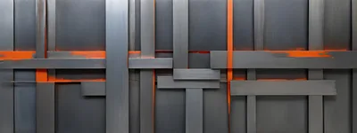Abstract Metal Wall Art With Orange Accents