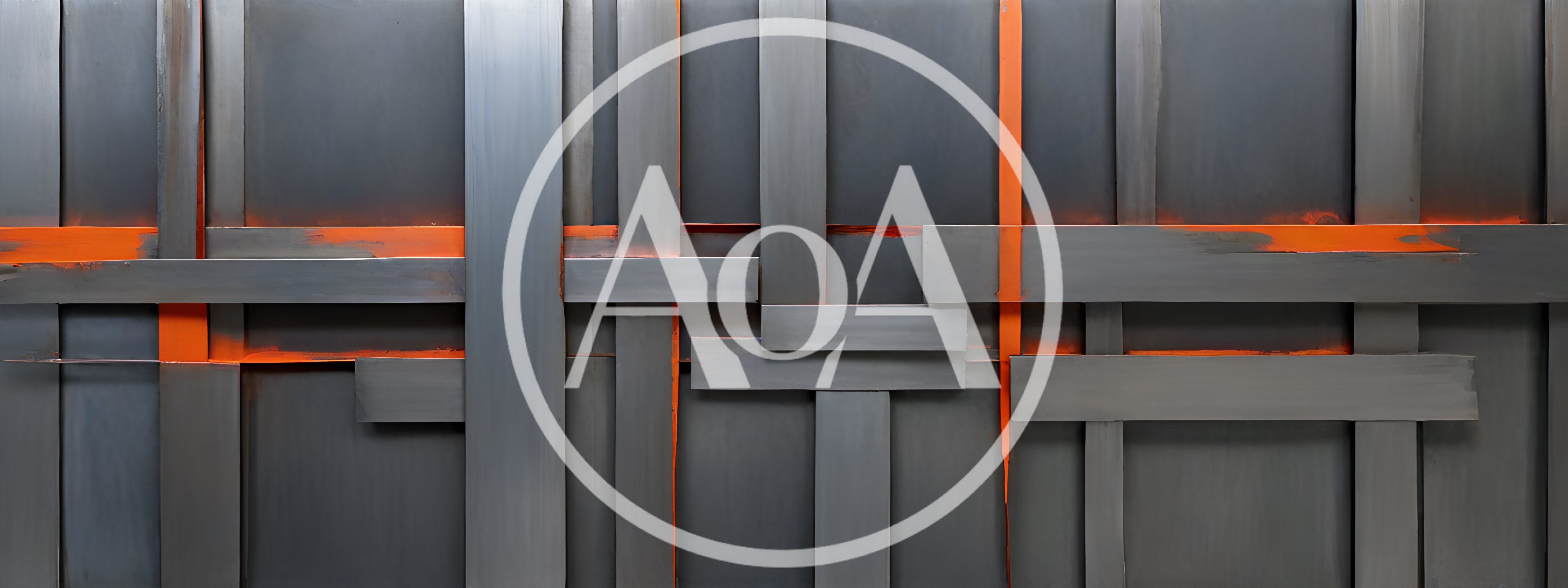 Abstract Metal Wall Art With Orange Accents