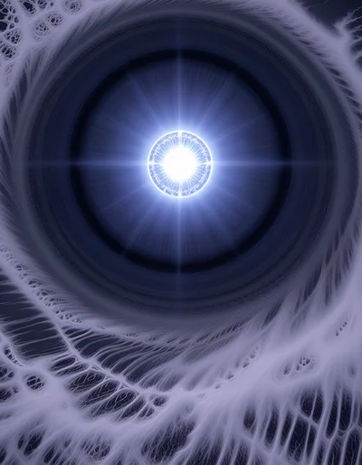 Abstract Glowing Light Sphere With Fractal Web Background