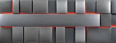 Abstract Metallic Wall Panels With Red LED Backlighting