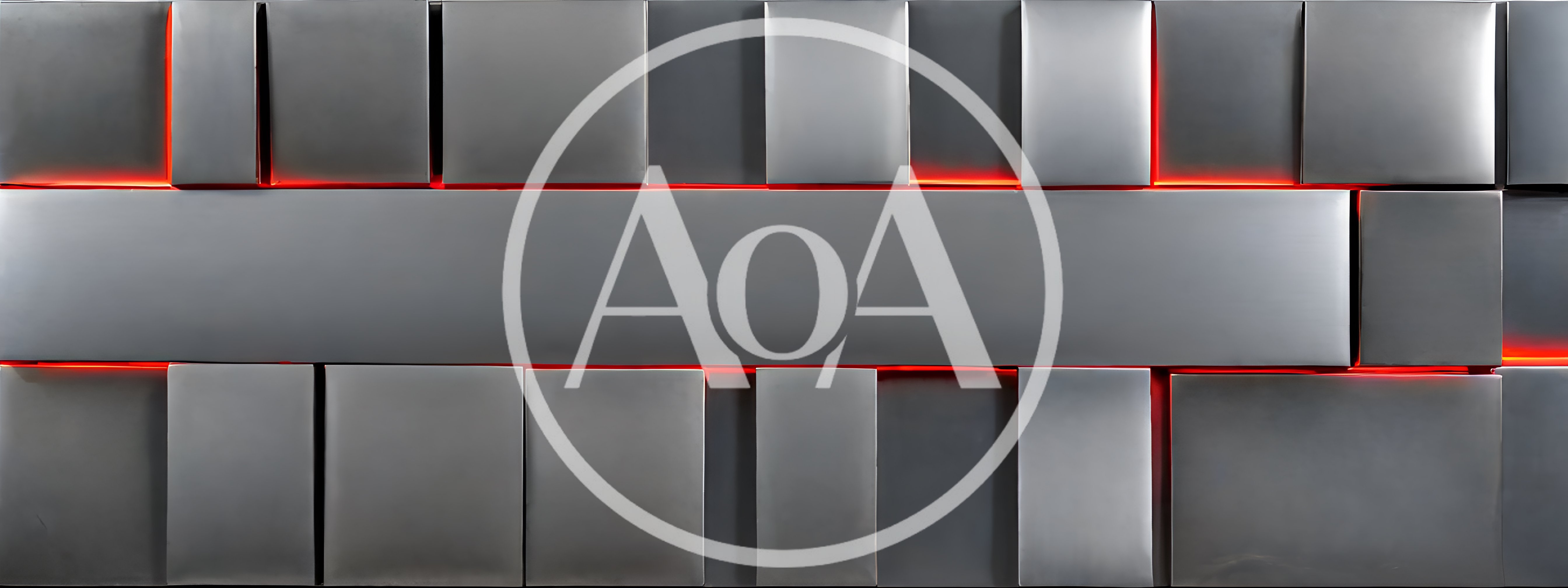 Abstract Metallic Wall Panels With Red LED Backlighting