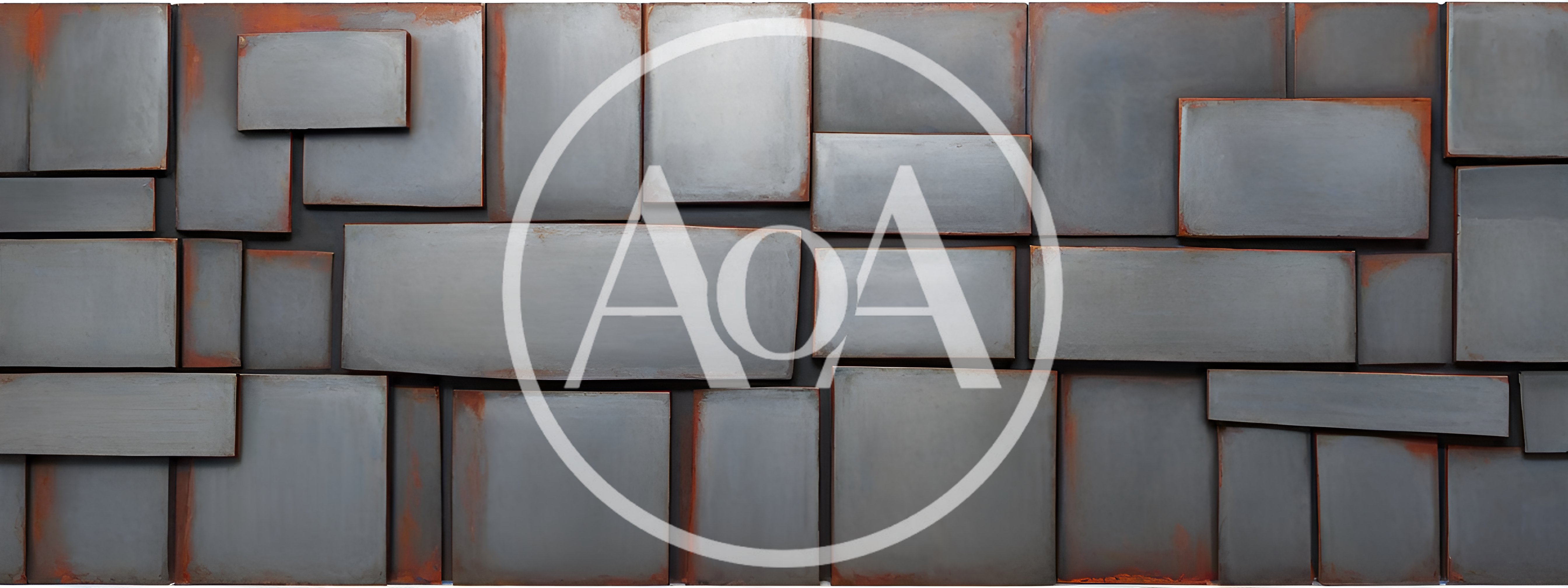 Abstract Metal Wall Panel With Rectangular Steel Plates