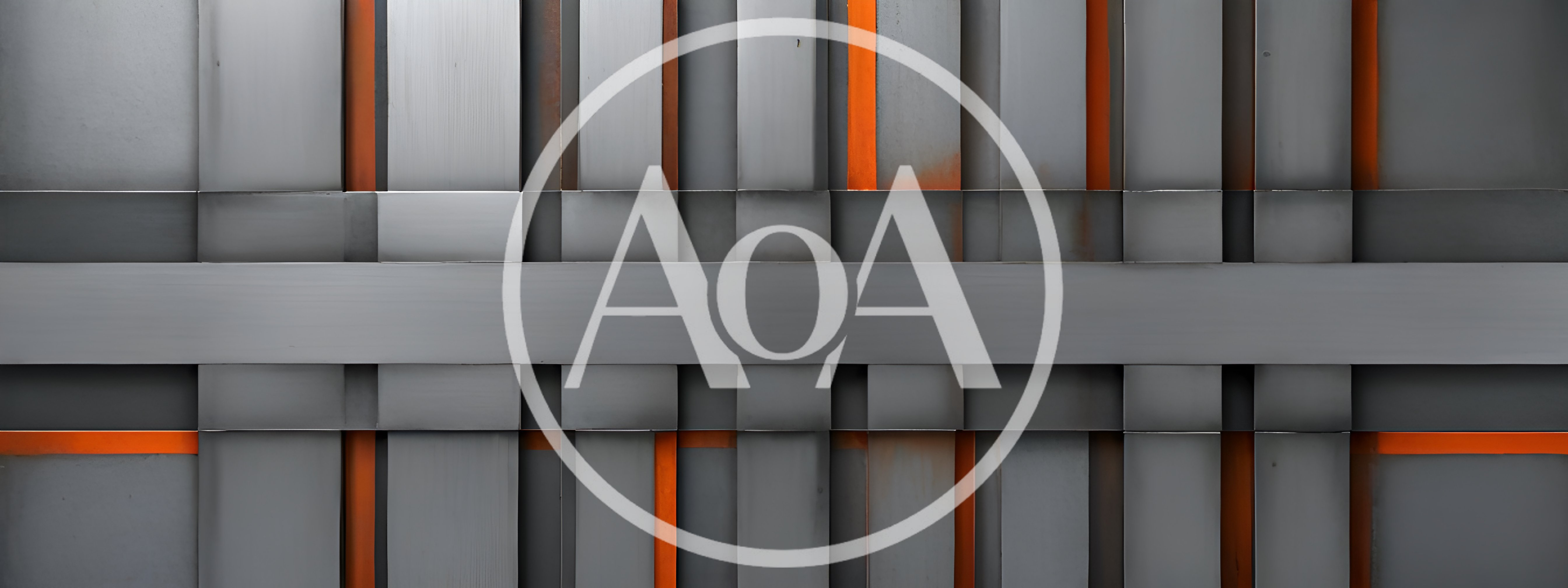 Abstract Industrial Metal Wall With Orange Accents