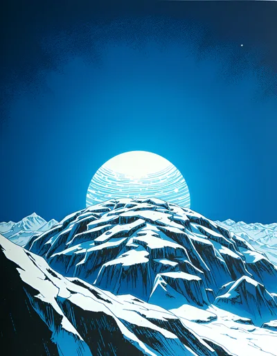 Stylized Illustration Of A Snowy Mountain Peak