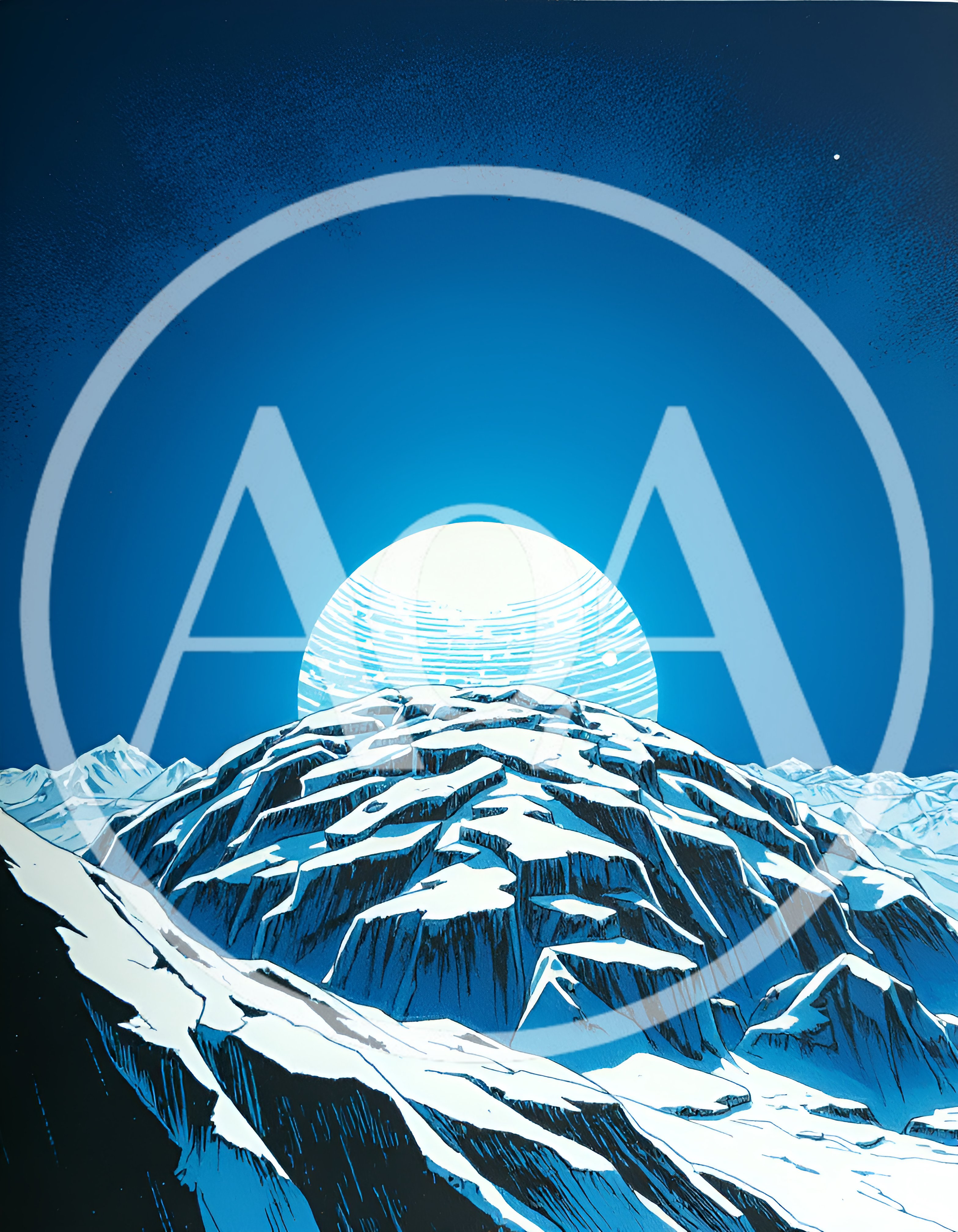 Stylized Illustration Of A Snowy Mountain Peak