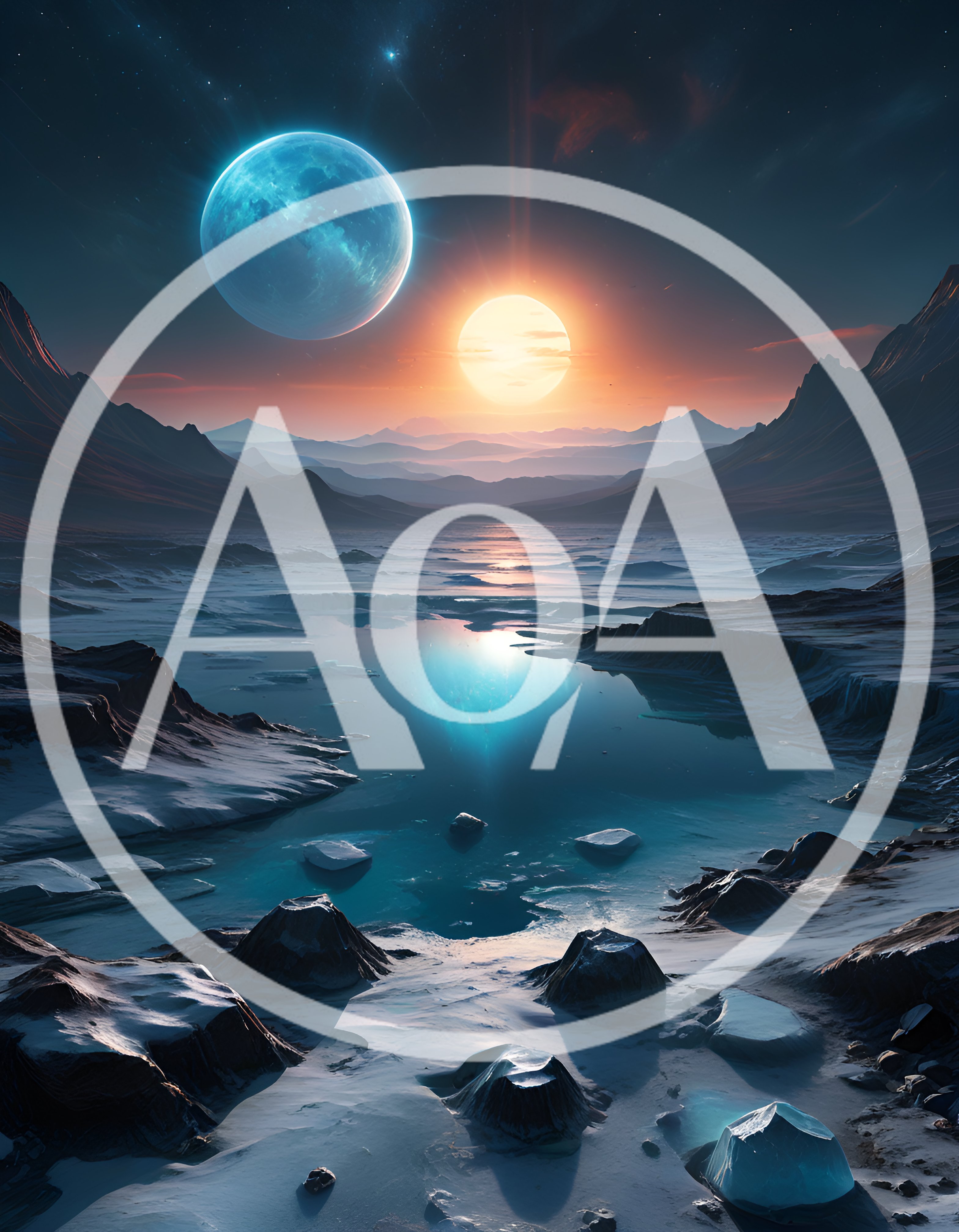 Surreal Alien Landscape With Twin Celestial Bodies