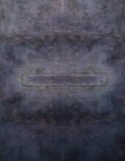 Abstract Dark Textured Painting With Central Rectangular Motif