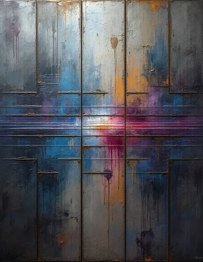 Abstract Industrial Metal Texture With Vibrant Color Accents