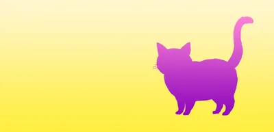 Purple Cat Silhouette On A Yellow Gradient Background