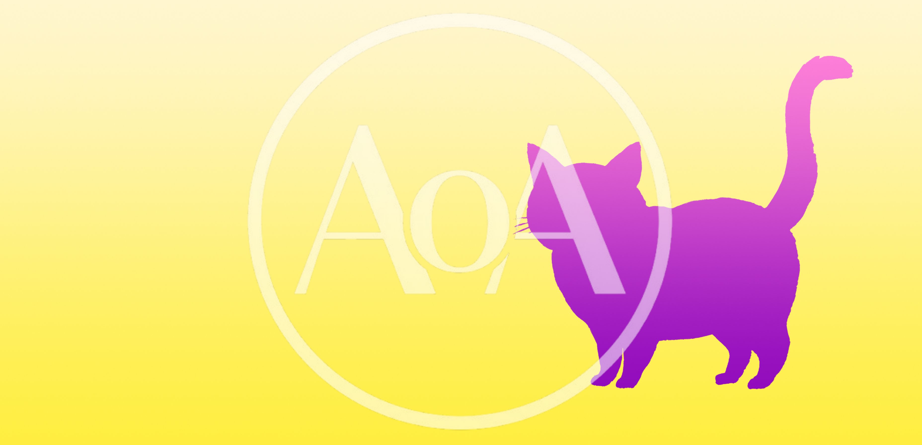 Purple Cat Silhouette On A Yellow Gradient Background