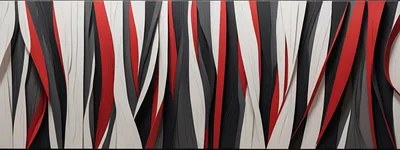 Abstract Wall Art With Red White And Black Curves