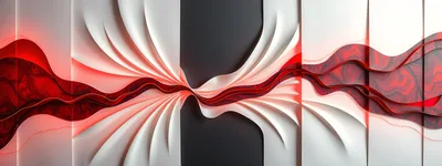 Abstract Red And White Wavy 3D Wall Art