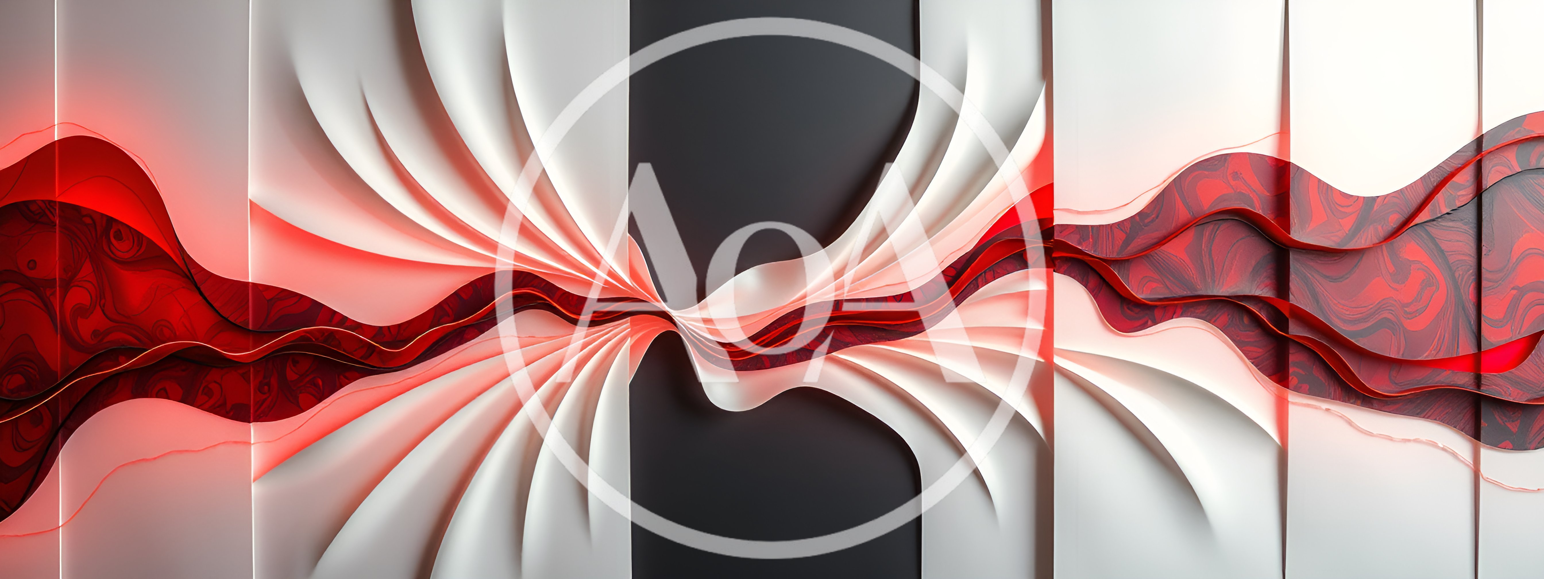 Abstract Red And White Wavy 3D Wall Art