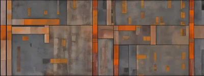 Abstract Geometric Wall Texture With Orange And Grey Panels