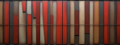 Abstract Wall Art With Vertical Red And Brown Panels