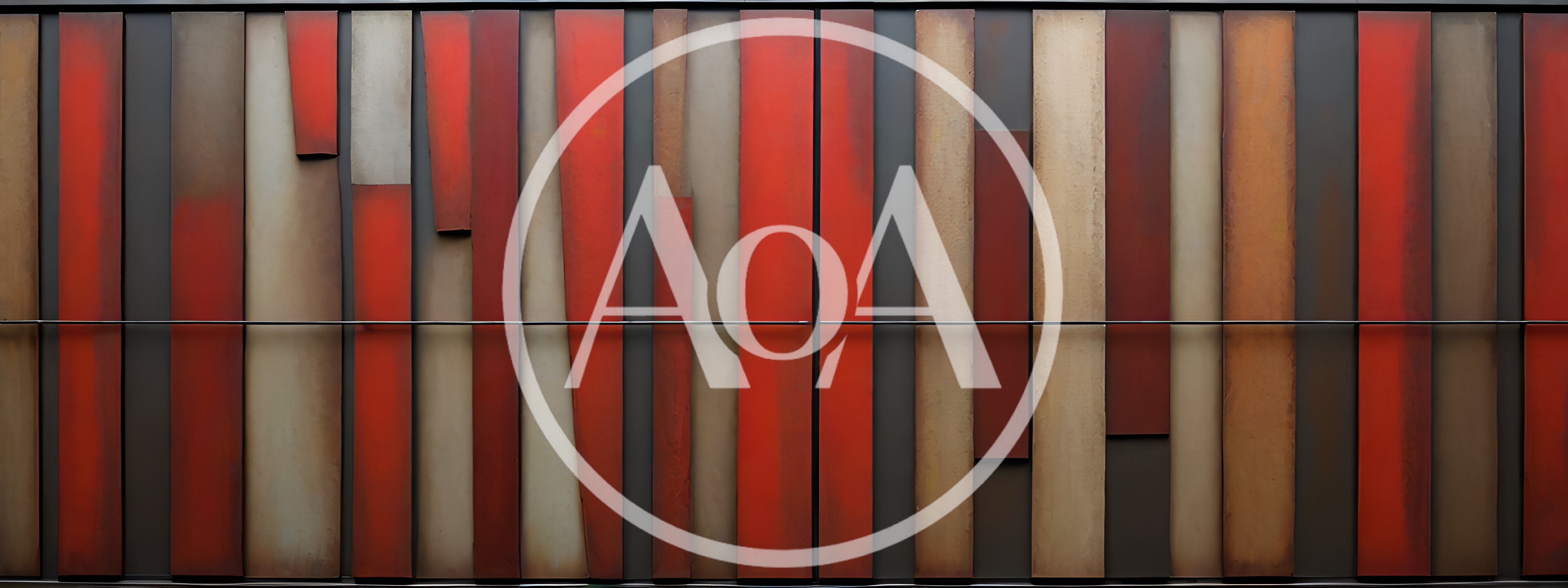 Abstract Wall Art With Vertical Red And Brown Panels