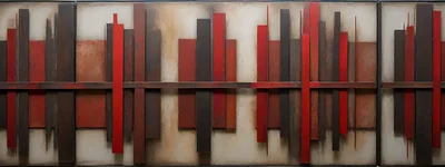 Abstract Metal Wall Art With Red And Brown Panels