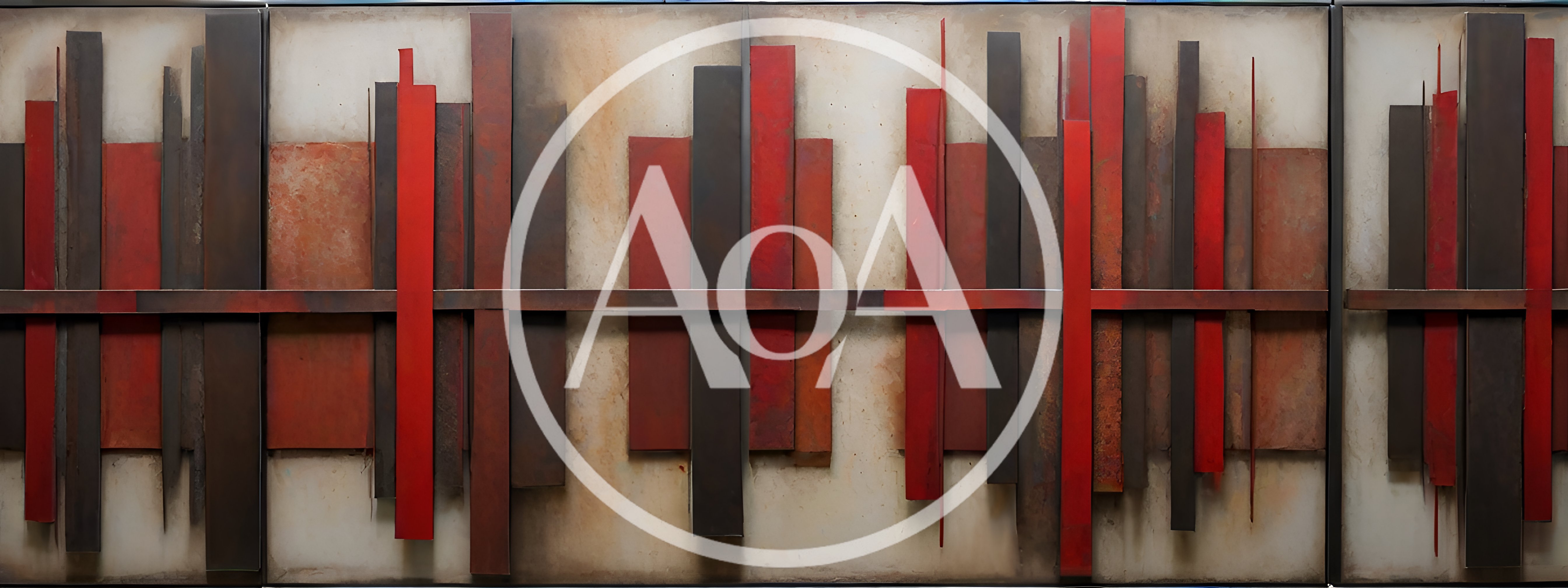 Abstract Metal Wall Art With Red And Brown Panels