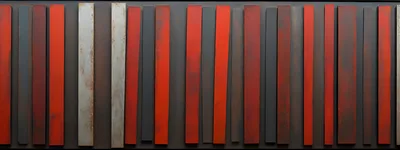 Abstract Vertical Red And Grey Metal Panel Art