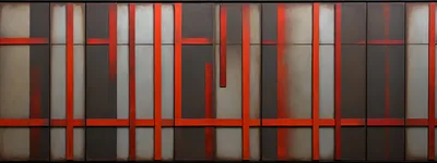 Abstract Industrial Metal Wall With Red Painted Stripes