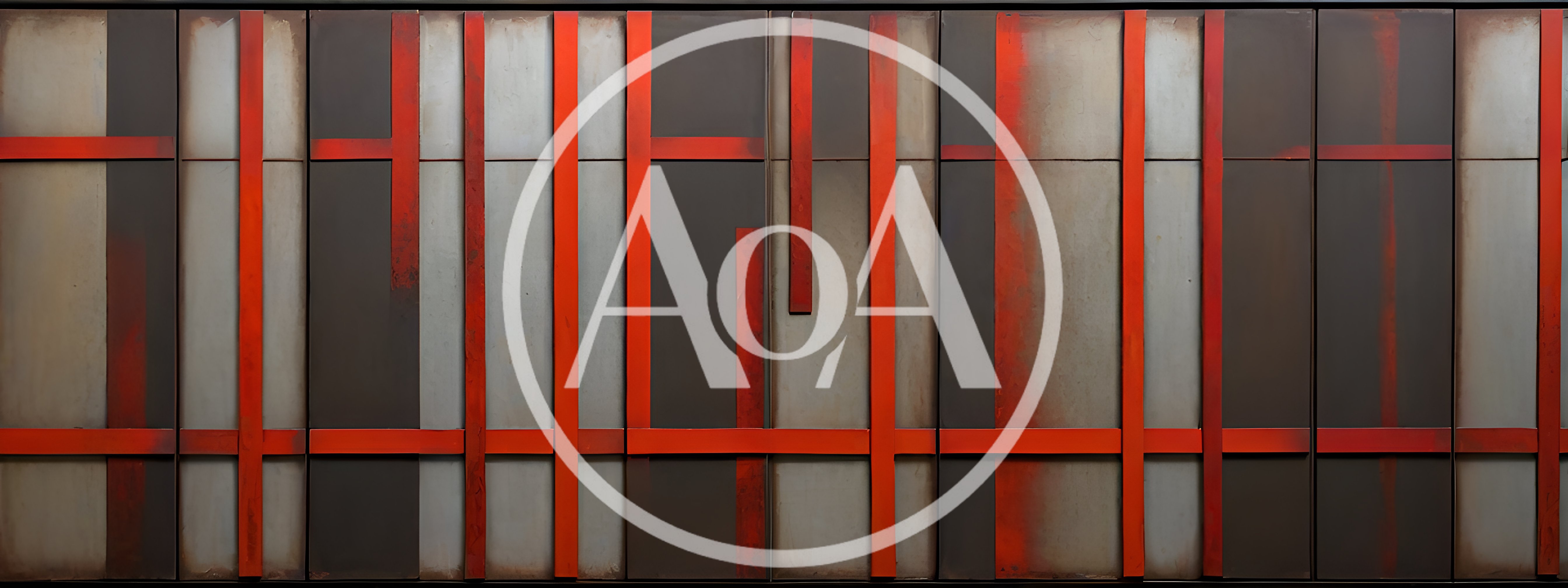 Abstract Industrial Metal Wall With Red Painted Stripes